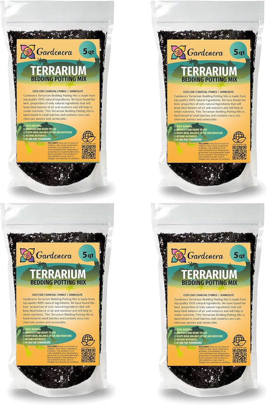 GARDENERA Terrarium Bedding - Custom Blend of Coco Coir, Charcoal, Pumice, and Vermiculite for