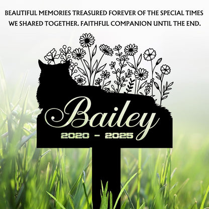 Cat Headstone and Grave Marker – Personalized Outdoor Grave Marker for Pets with Custom Name and
