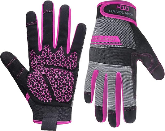 HANDLANDY Women Safety Work Gloves Utility Touch Screen Working Grip Glove for Yardwork Gardening