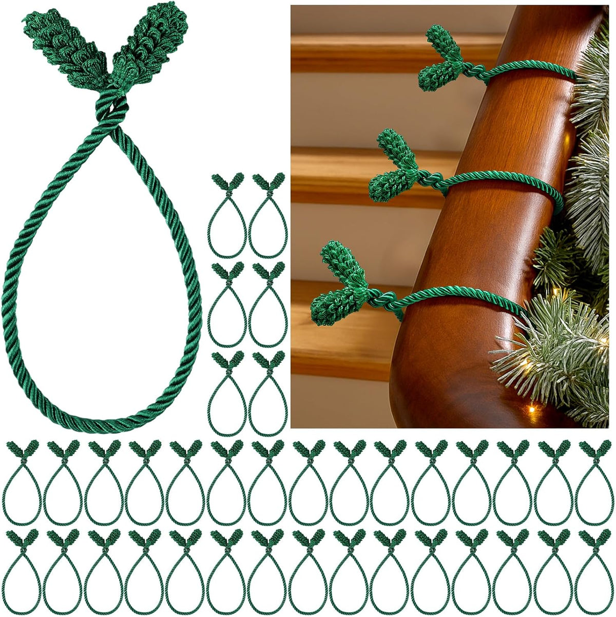 Shappy 36 Pieces Christmas Garland Banister Ties Christmas Decorative Reusable and Flexible Twist