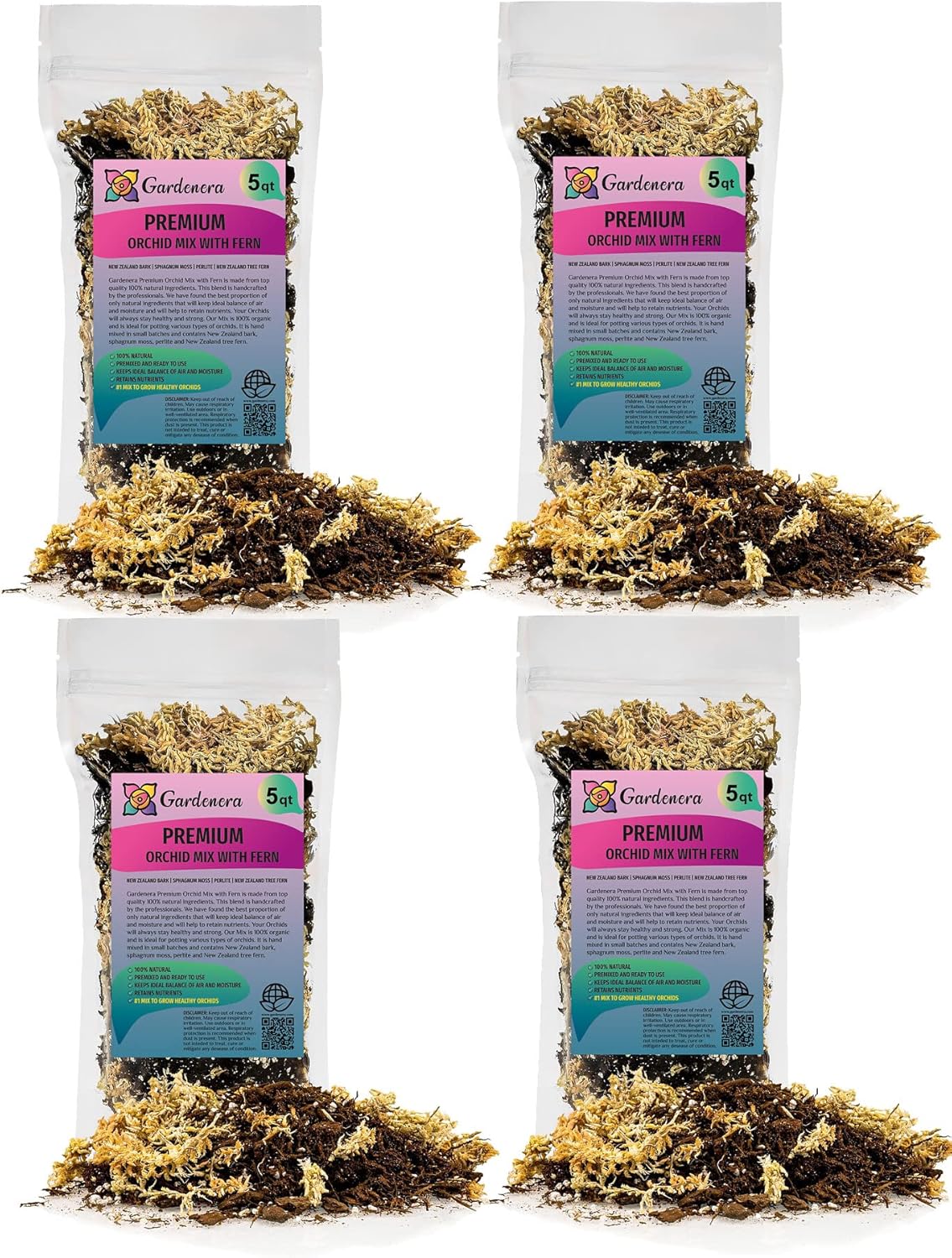 Gardenera Premium Orchid Mix by GARDENERA - 20 Quart - Fern + New Zealand Pine Bark + Sphagnum Moss