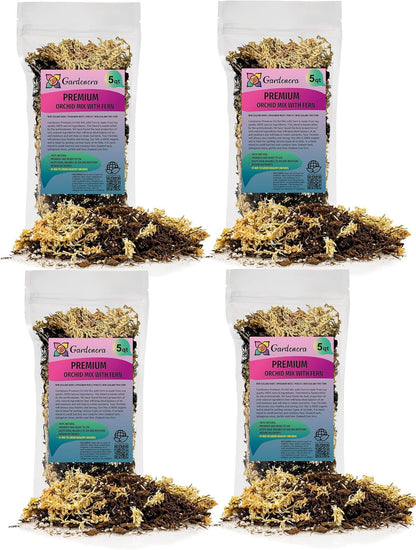 Gardenera Premium Orchid Mix by GARDENERA - 20 Quart - Fern + New Zealand Pine Bark + Sphagnum Moss