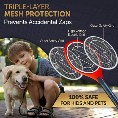 Upgraded Bug Zapper Racket 2025- Big Electric Fly Swatter & Mosquito Zapper for Indoor/Outdoor