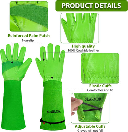 Long Gardening-Gloves Women/Men-Thorn proof Rose Pruning Heavy Duty Gauntlet-M