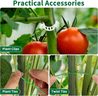 3 Pack 48" Round Tomato Cages for Garden, Plastic Coated Steel Pipe Heavy Duty Adjustable Tomato