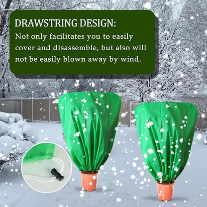 8 Pcs Plant Covers Frost Protection Bag 47" x 31.5" Winter Reusable Plants Jacket with Drawstring
