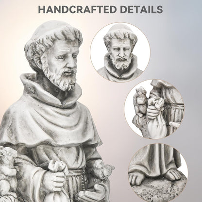 St Francis Garden Statue, Catholic Religious Outdoor Sculpture for Prayer and Meditation, 30.7”