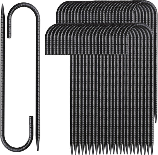 12 Inch Rebar Stakes 50 Pack J Hook Ground Stakes Heavy Duty Chain Link Fence Stakes Galvanized