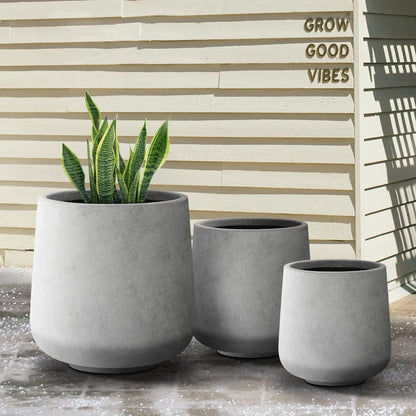 Kante 15.3"+11.6"+8.2" Dia Round Concrete Planter, Large Outdoor Indoor Planter Pots Containers