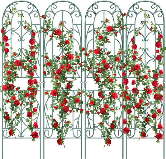 4 Pack Metal Garden Trellis for Climbing Plants,Green Metal Garden Trellis for Vines Plant Rose