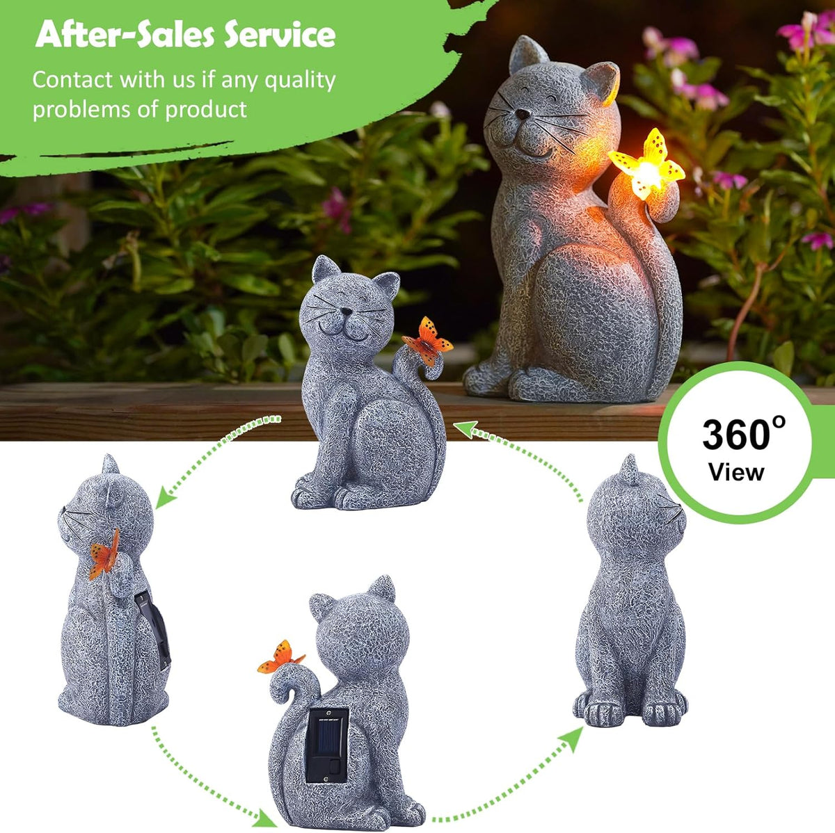 Nacome Cat Outdoor Statues for Garden: Outside Decor with Butterfly Clearance for Yard Art Lawn