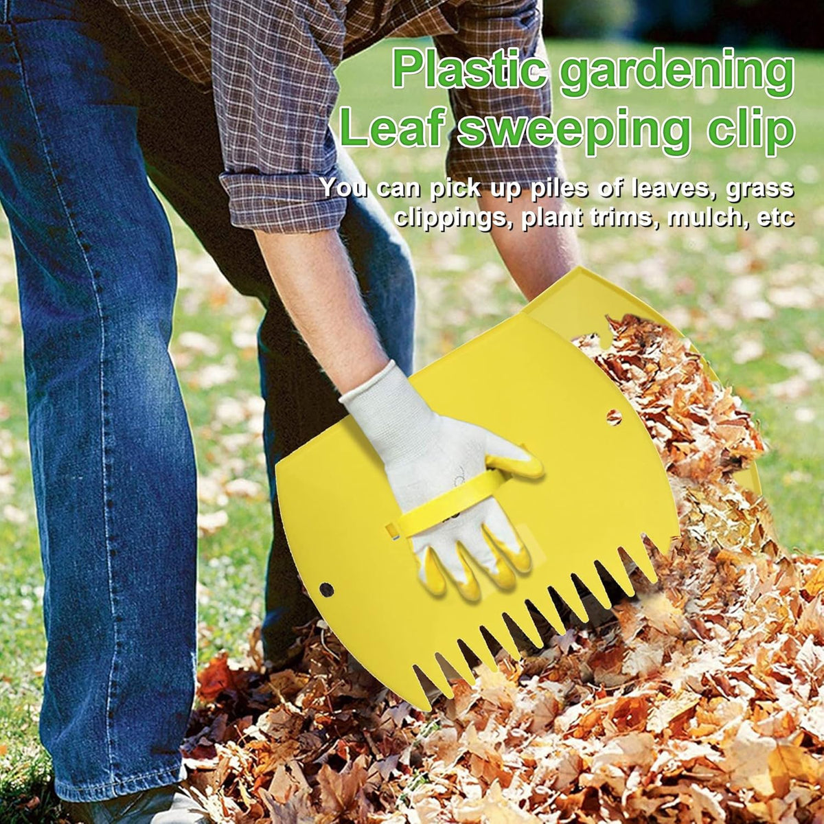GardenHOME Leaf Scoops Hand Rakes, Large Leaf Grabbers for Yard Work and Garden Use, Clear and