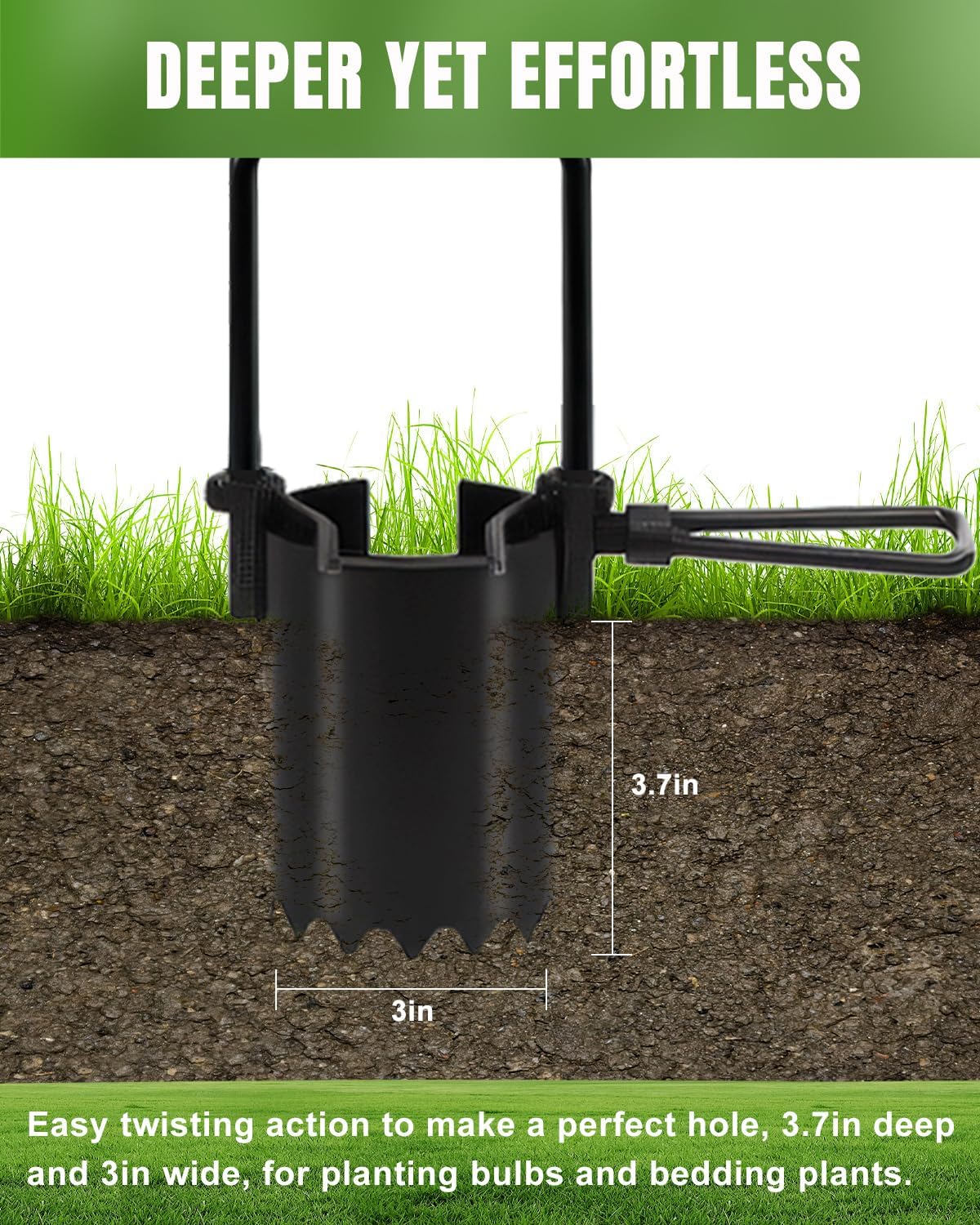 Joyhalo Bulb Planter Tool Long Handle, 30in Serrated Base, 5 in 1 Lawn Tool, Sod Cutter, Grass