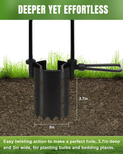 Joyhalo Bulb Planter Tool Long Handle, 30in Serrated Base, 5 in 1 Lawn Tool, Sod Cutter, Grass