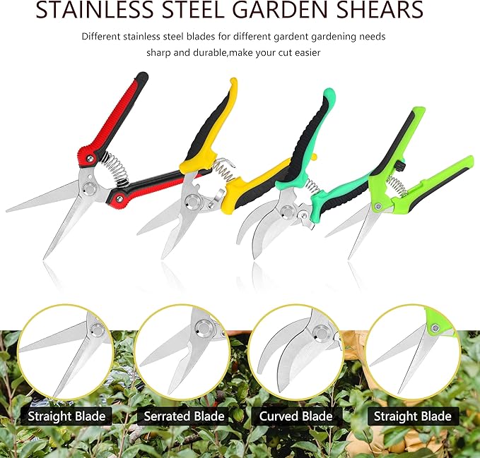 5‑Piece Garden Pruning Shears Set with Gloves & Storage Bag – Stainless Steel Trimming Scissors for