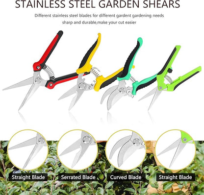 5‑Piece Garden Pruning Shears Set with Gloves & Storage Bag – Stainless Steel Trimming Scissors for