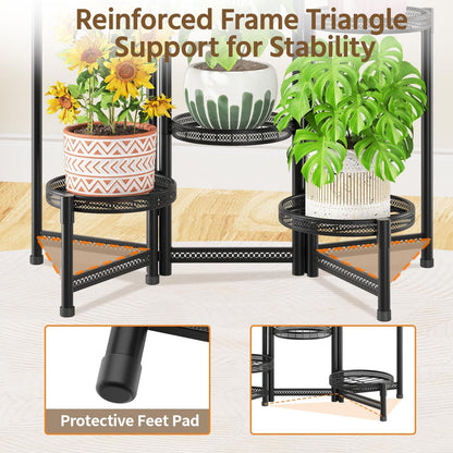 LASZOLA 6 Tiered Folding Tall Plant Stand for Indoor Outdoor Corner, Larger Heavy Duty Metal