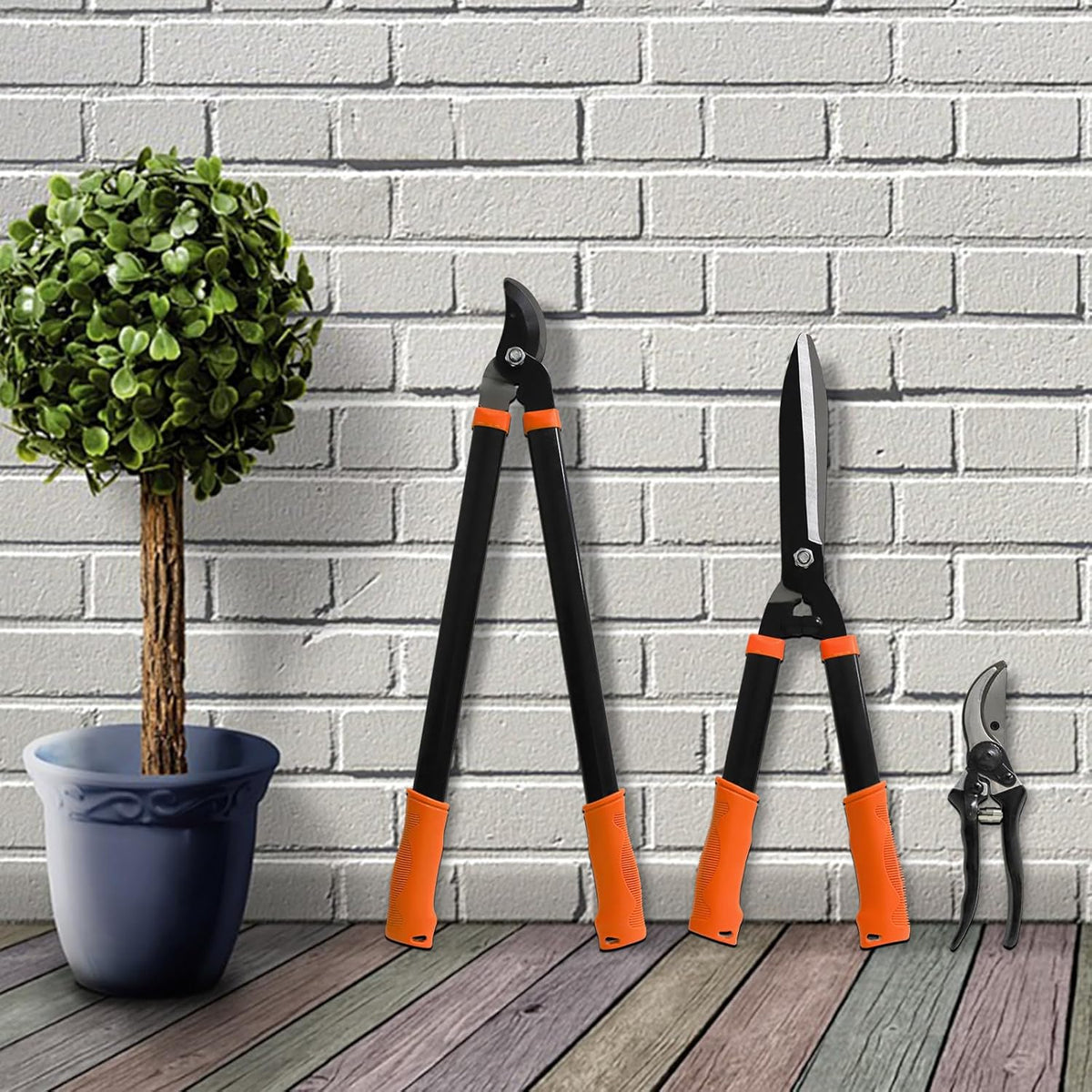 SunnyRoyal 3 pieces Garden Tools Set - Lopper & Pruning Shear & Tree Trimmer Pruner for Lawn Garden
