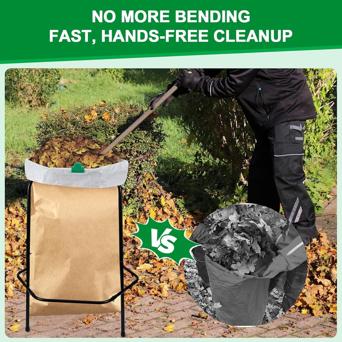 Aobiono Trash Leaf Bag Holder Stand, Garbage Bag Support Frame for 30-55 Gallon Lawn Bags, for Yard