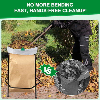 Aobiono Trash Leaf Bag Holder Stand, Garbage Bag Support Frame for 30-55 Gallon Lawn Bags, for Yard