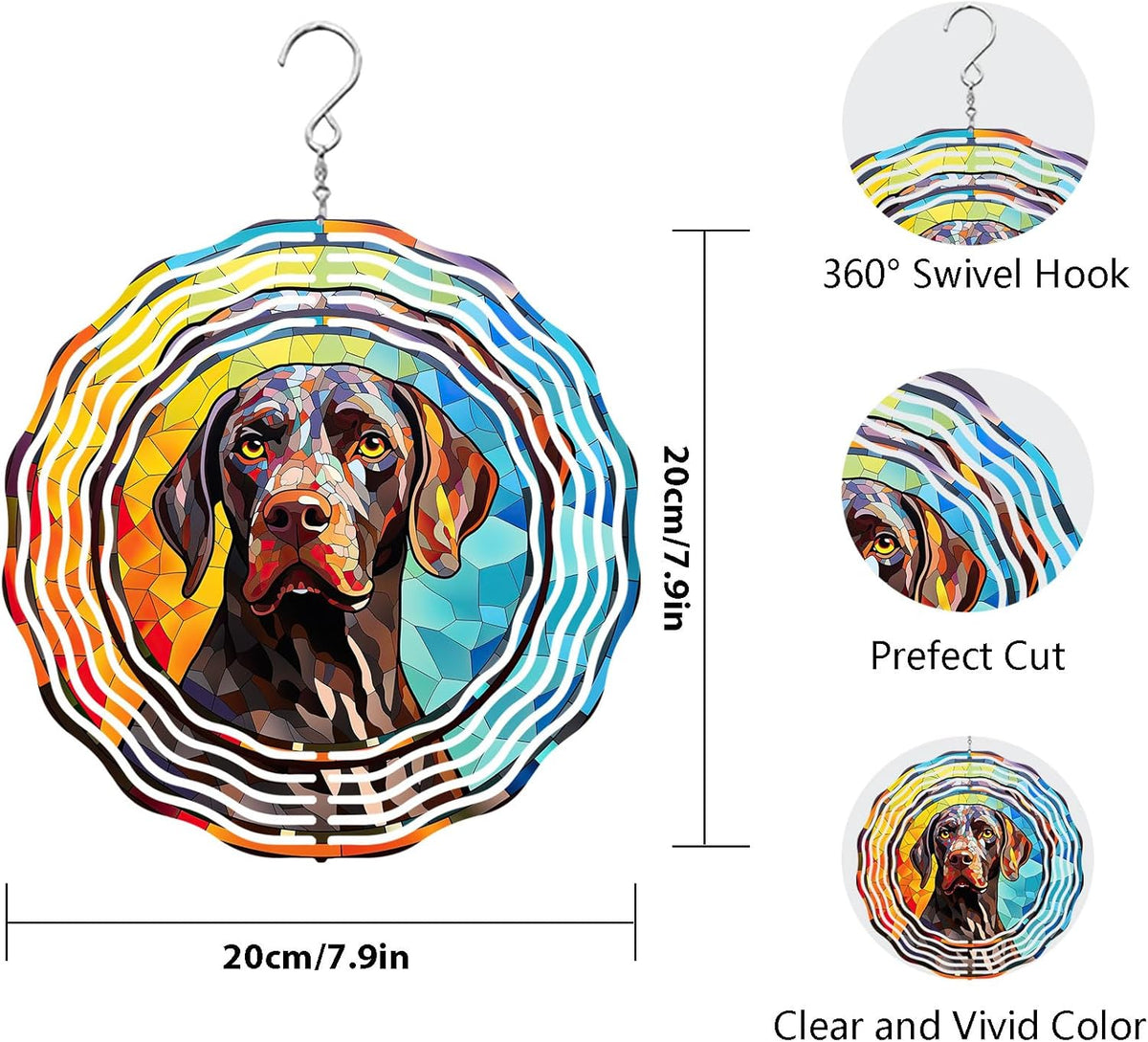 German Shorthaired Pointer Dog Wind Spinners Outdoor Dog Memorial Gifts, 3D Metal Kinetic Hanging