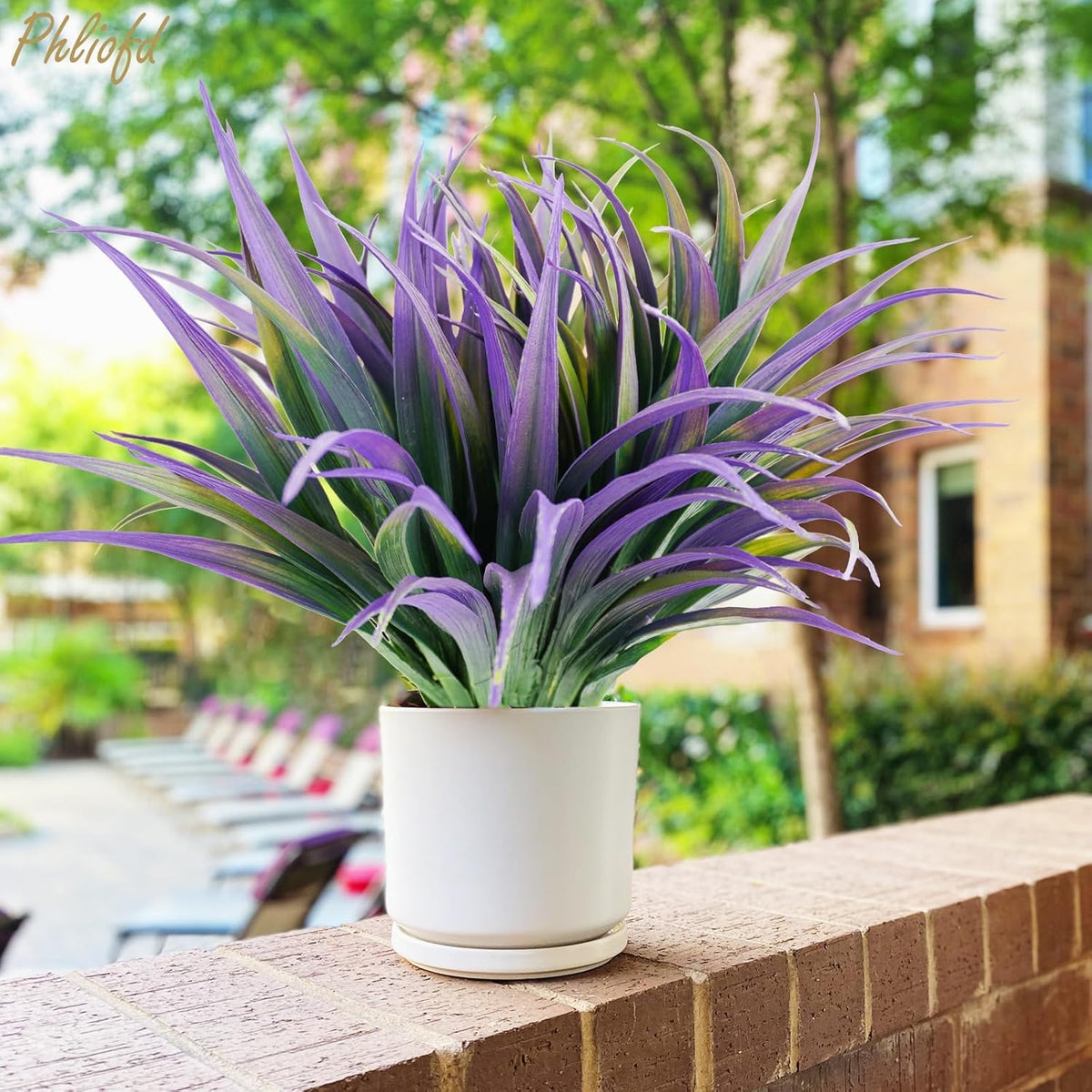 32Pcs Artificial Grass Fake Plants 17.3in Outdoor Plants UV Resistant Faux Greenery Stems Fake