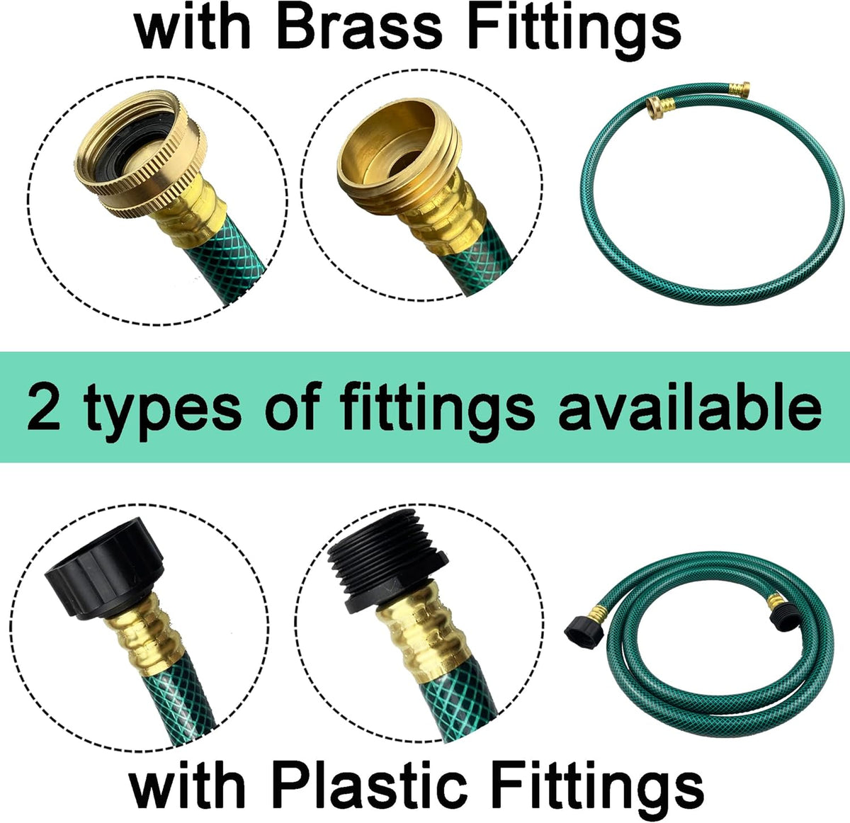 PVC Garden Hose 1/2 Inch, Flexible Water Hose with Male and Female Fittings, No Leaking, Heavy