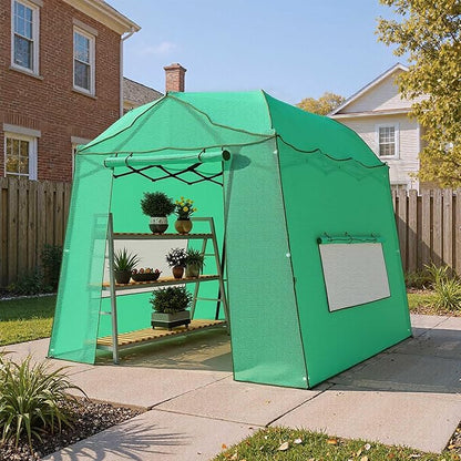8.5 x 7 FT Walk-in Greenhouse, Portable Pop-up Green House 3 Adjustable Hights Heavy Duty Plant