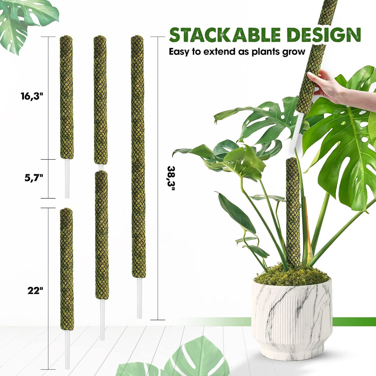 DUSPRO Stackable Mesh Moss Pole for Plants Monstera Potted Plant Stakes for Indoor Plants