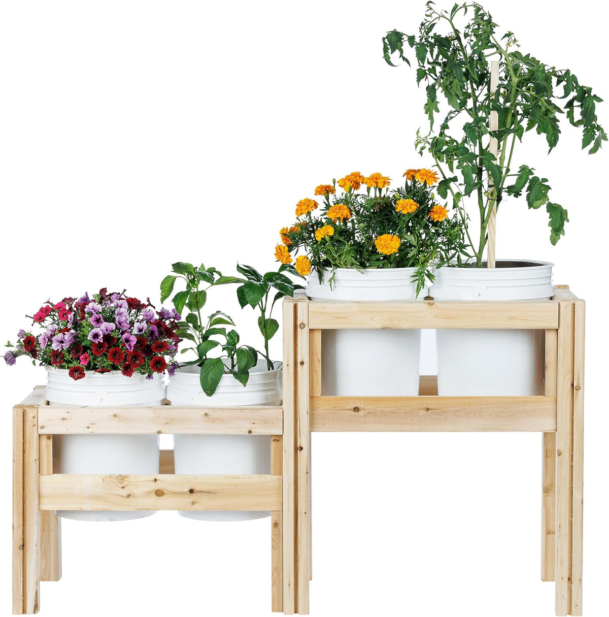Greenes Fence Two-Tiers Four Bucket Elevated Cedar Wood Garden Frame, 54 in. x 16 in. x 30 in.