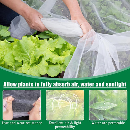 10 X 33 FT Garden Mesh Netting Kit Pest Barrier for Raised Beds, Fruit Tree Netting with 6 Sets
