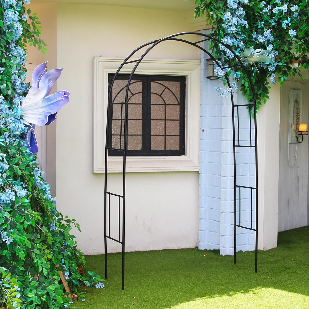 Metal Pergola Arbor Trellis, 7 Feet High x 4 Feet Wide, Garden Arch for Various Climbing Plant