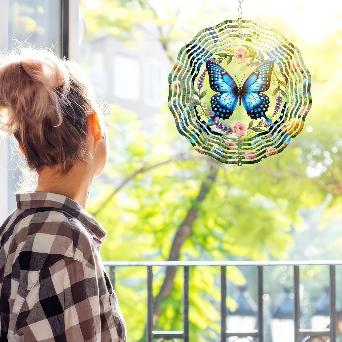 FLAGWIX Christmas Butterfly Wind Spinners Outdoor - 3D Stainless Steel Metal Wind Spinners 12 in