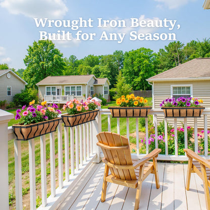VOXOR Railing Planter Boxes, Heavy Duty Window Box Planters, Adjustable Balcony Planters for