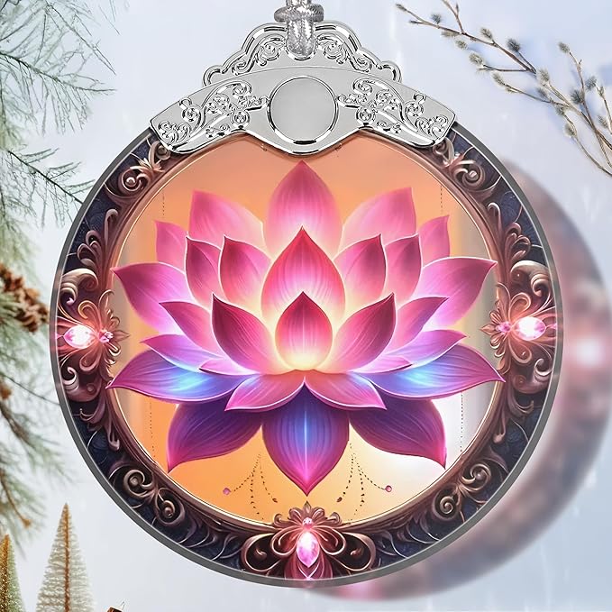 Christmas Ornament - Stained Glass Lotus - Home Decor - Holiday Present Ideas - Gift Exchange