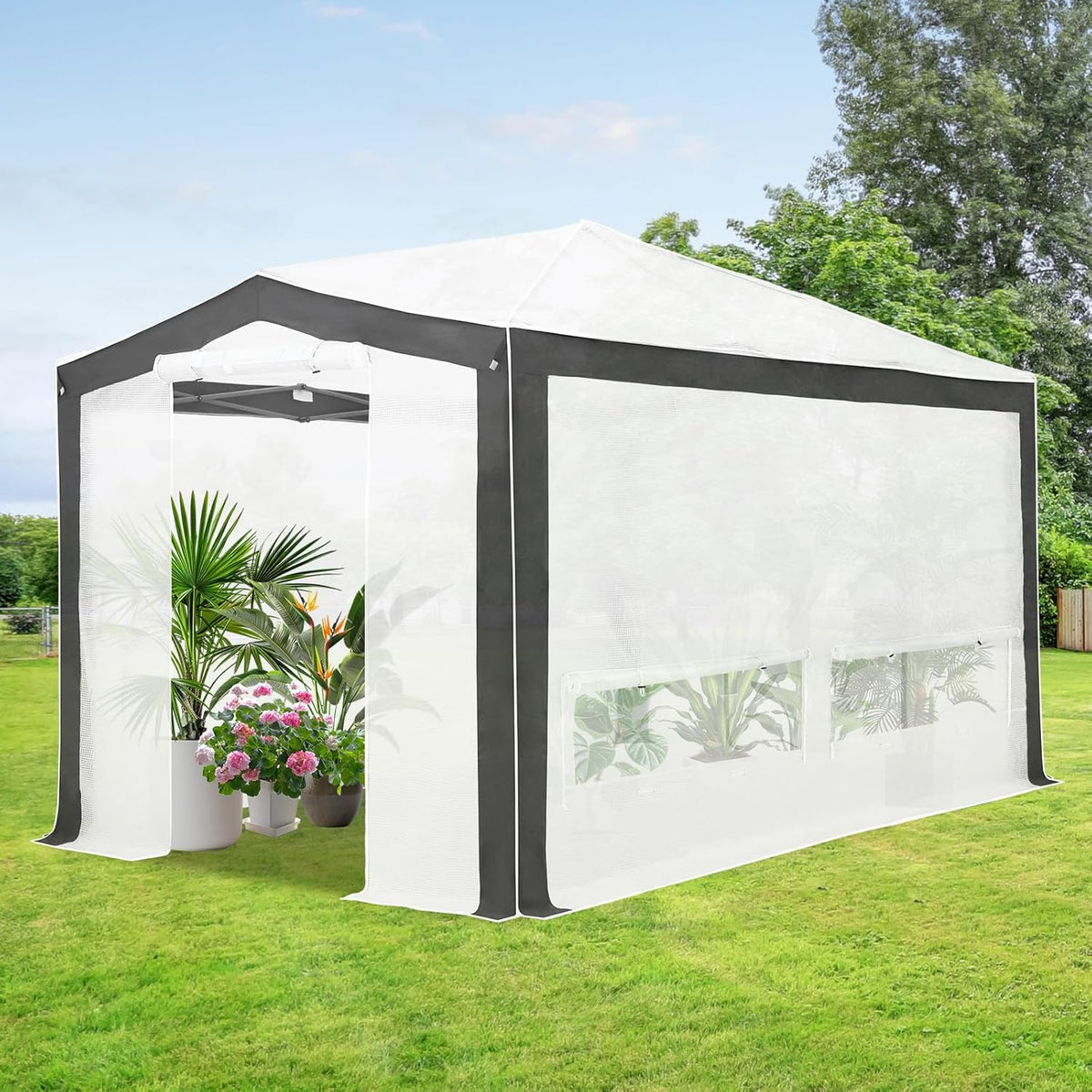 EAGLE PEAK 12x8 Portable Walk in Greenhouse with Polyester Reinforced Corners, Instant Pop up
