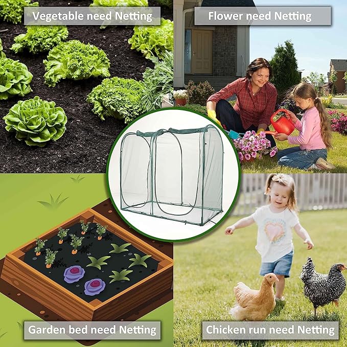 Poray Large Tunnel 10FTx6FT Plant Netting Cover, 6FT Tall Crop Cage Tomato Netting,Pest Guard Cover