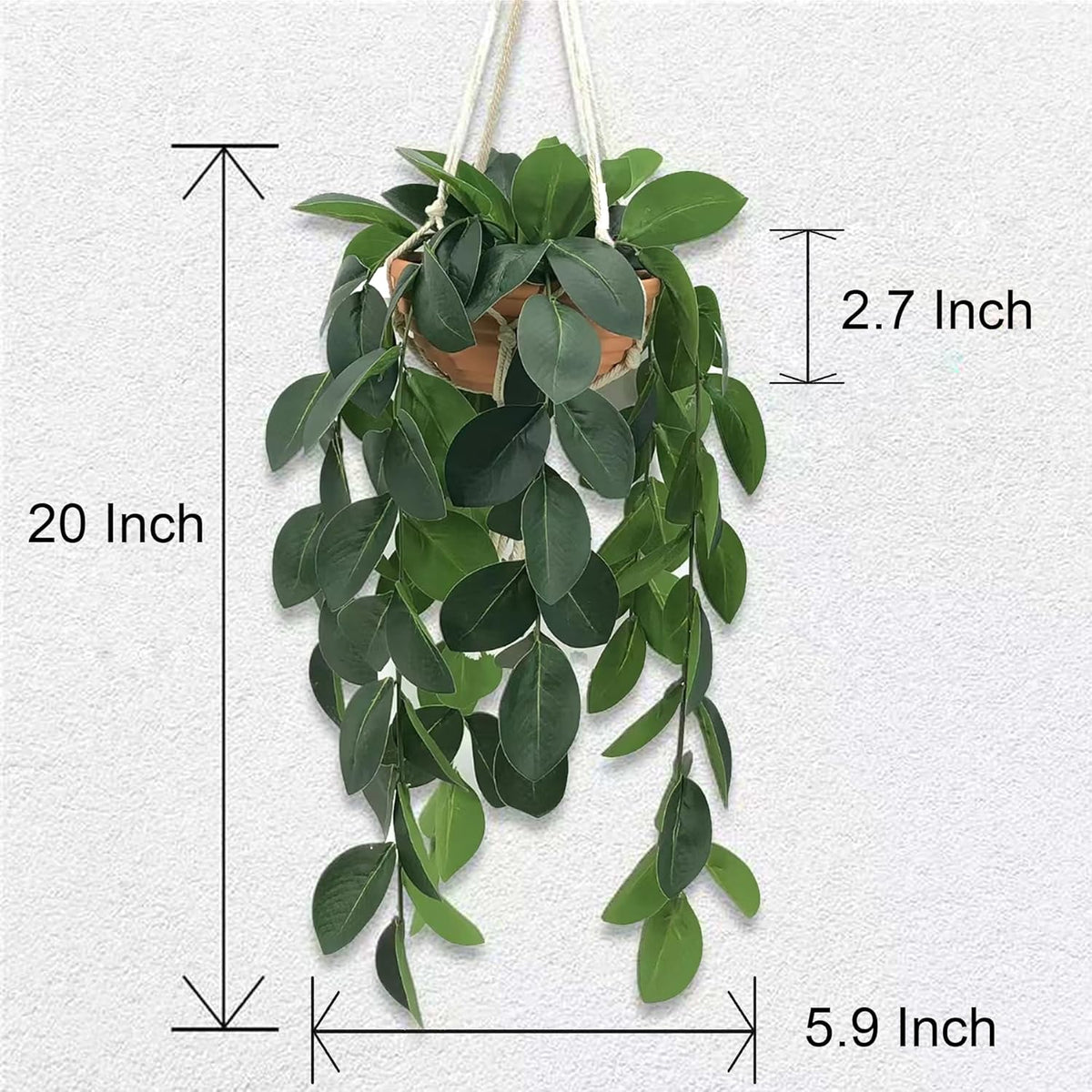 Hanging Plants Artificial Decor, Fake Hanging Plant in Clay Pot Artificial Hanging Plants with Fake