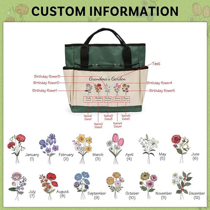 Personalized Garden Tools Set for Women: Custom Text Garden Tool Bag and Garden Shovel & Transplant