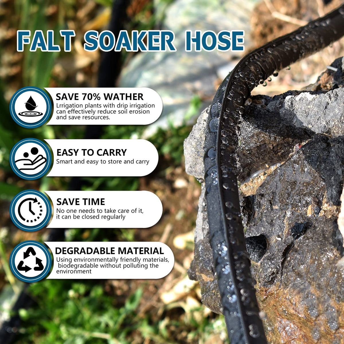 Suneed 4 Pack Flat Soaker Hose 25FT for Garden Beds, Lightweight Drip Soaker Hose 100 ft for