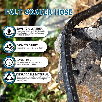 Suneed 4 Pack Flat Soaker Hose 25FT for Garden Beds, Lightweight Drip Soaker Hose 100 ft for
