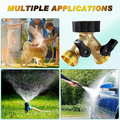 Dalmbox Garden Hose Splitter 2 Way, Y Connector Brass Garden Hose Adapter, Water Hose Splitter
