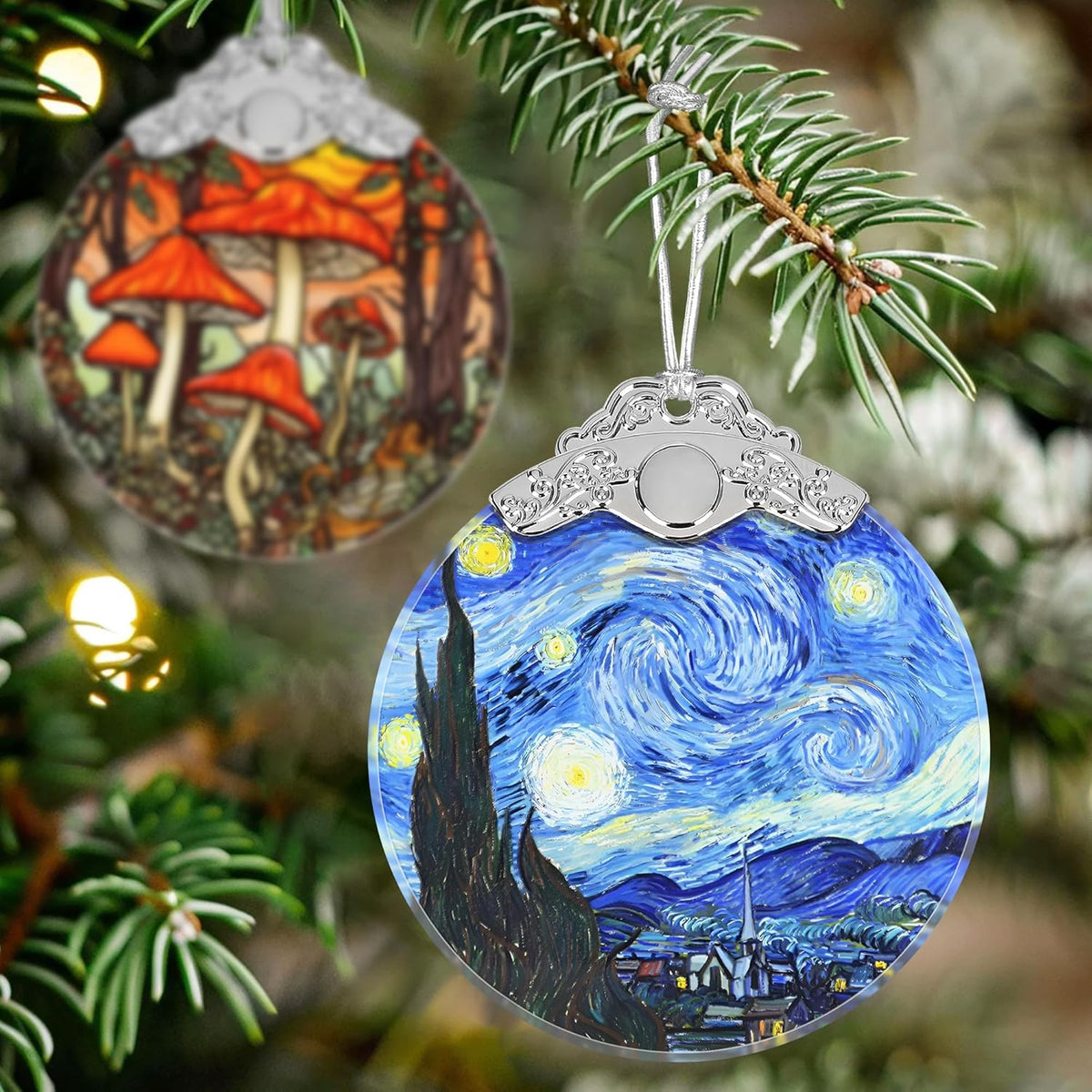 Christmas Ornament - Stained Glass Van Gogh Starry Night - Home Decor - Holiday Present Ideas