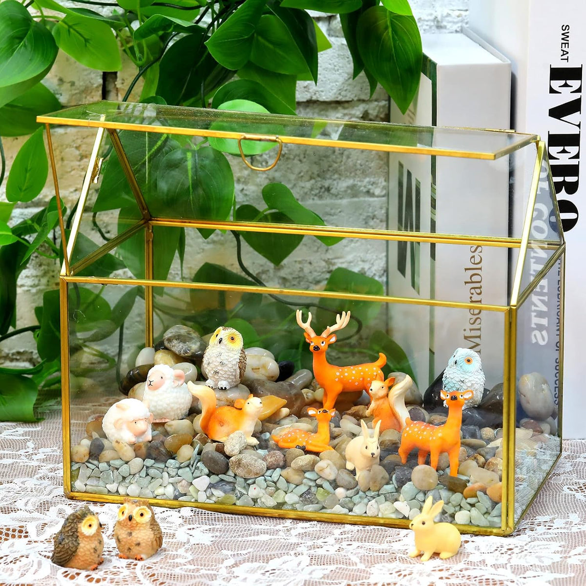 Skylety 12 Pcs Miniature Fairy House Garden Animals Fairy House Figurines Kit Mini Forest Animals