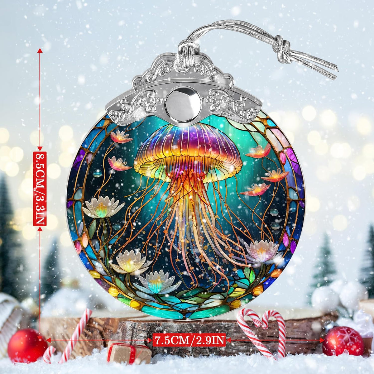 Stained Glass Suncatcher, Jellyfish Ornament for Christmas Tree, Holidays Decor, Home Decoration