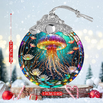 Stained Glass Suncatcher, Jellyfish Ornament for Christmas Tree, Holidays Decor, Home Decoration