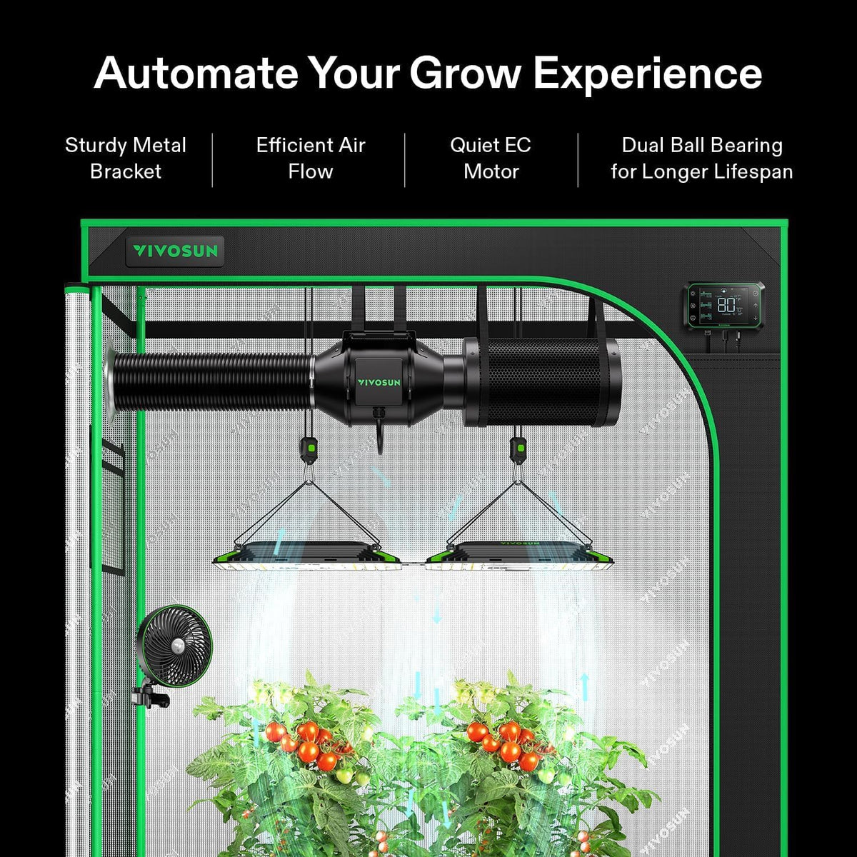 VIVOSUN Smart Air Filtration PRO G4 Kit 4", AeroZesh G4 Inline Duct Fan w/GrowHub E42A Temp.