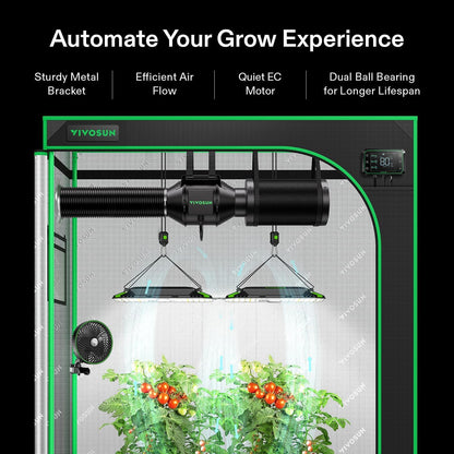 VIVOSUN Smart Air Filtration PRO G4 Kit 4", AeroZesh G4 Inline Duct Fan w/GrowHub E42A Temp.