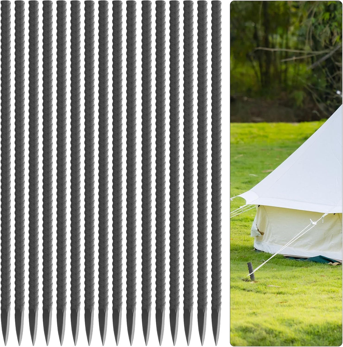20 Pcs Straight Rebar Stakes 16 inch, 5/16'' Diameter Metal Stakes for Garden, Landscape Timber