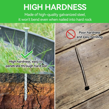 8 Inch Heavy Duty Landscape Stakes with Gasket Caps - 100 Sets Galvanized Spiral Garden Spikes Kit